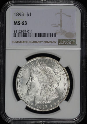 Obverse of this 1893 Morgan Dollar NGC MS-63