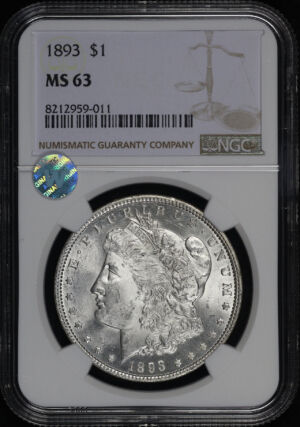 Obverse of this 1893 Morgan Dollar NGC MS-63