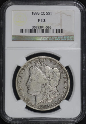 Obverse of this 1893-CC Morgan Dollar NGC F-12