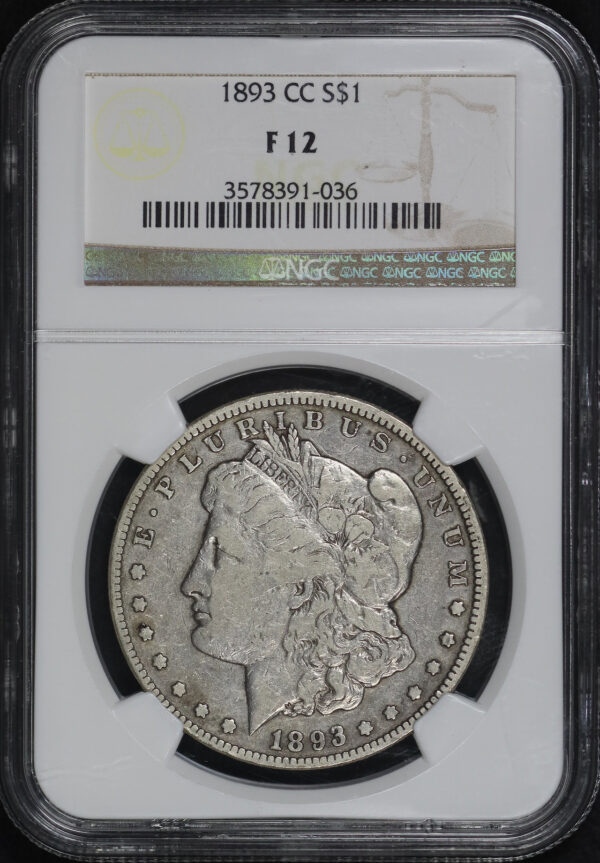 Obverse of this 1893-CC Morgan Dollar NGC F-12