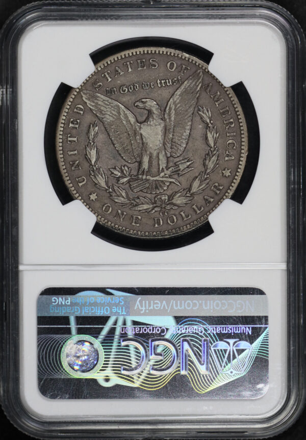 Reverse of this 1893-CC Morgan Dollar NGC F-12