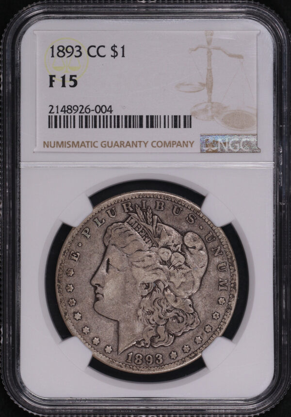 Obverse of this 1893-CC Morgan Dollar NGC F-15