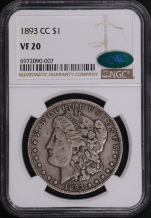 Obverse of this 1893-CC Morgan Dollar NGC VF-20 CAC
