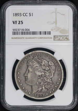 Obverse of this 1893-CC Morgan Dollar NGC VF-25