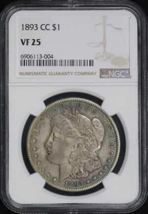 Obverse of this 1893-CC Morgan Dollar NGC VF-25