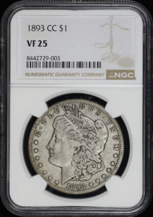 Obverse of this 1893-CC Morgan Dollar NGC VF-25