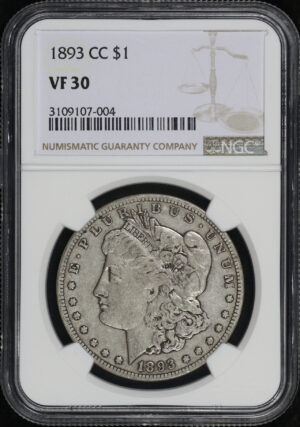 Obverse of this 1893-CC Morgan Dollar NGC VF-30