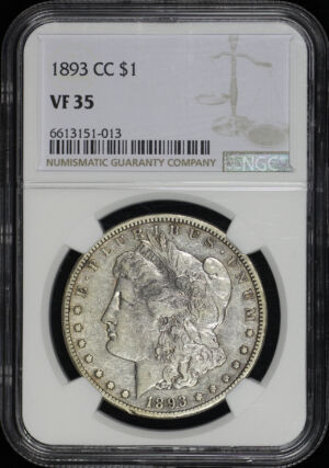 Obverse of this 1893-CC Morgan Dollar NGC VF-35