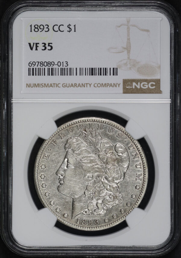 Obverse of this 1893-CC Morgan Dollar NGC VF-35