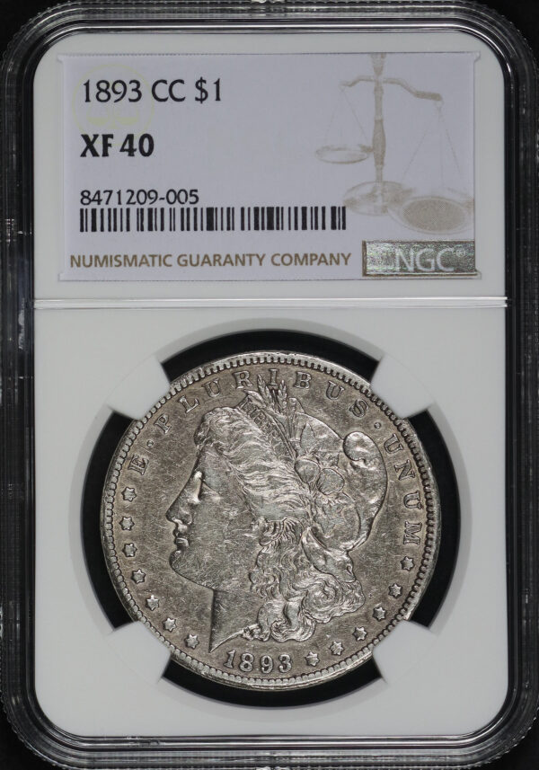 Obverse of this 1893-CC Morgan Dollar NGC XF-40
