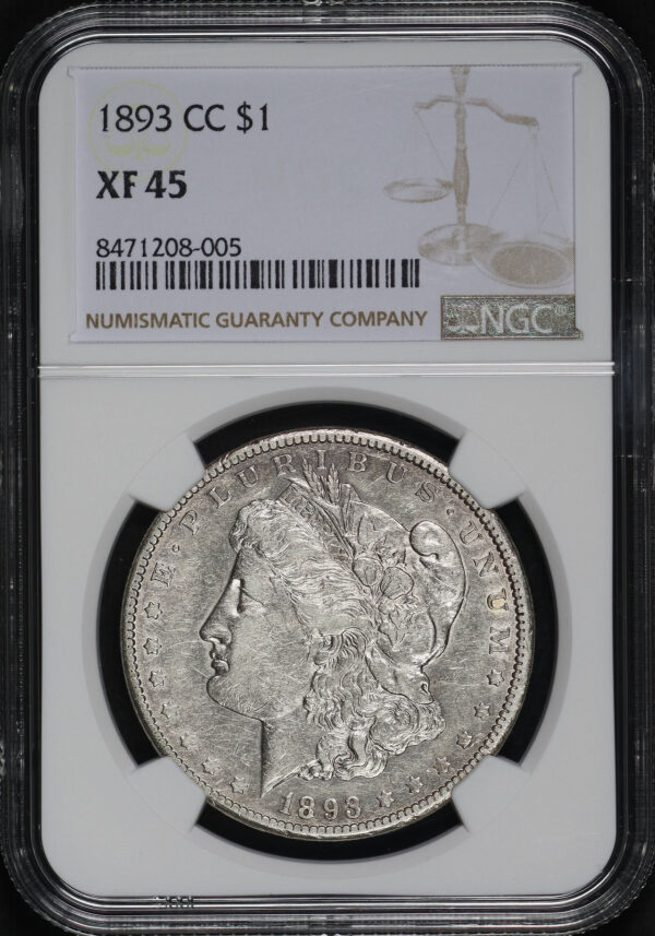 Obverse of this 1893-CC Morgan Dollar NGC XF-45