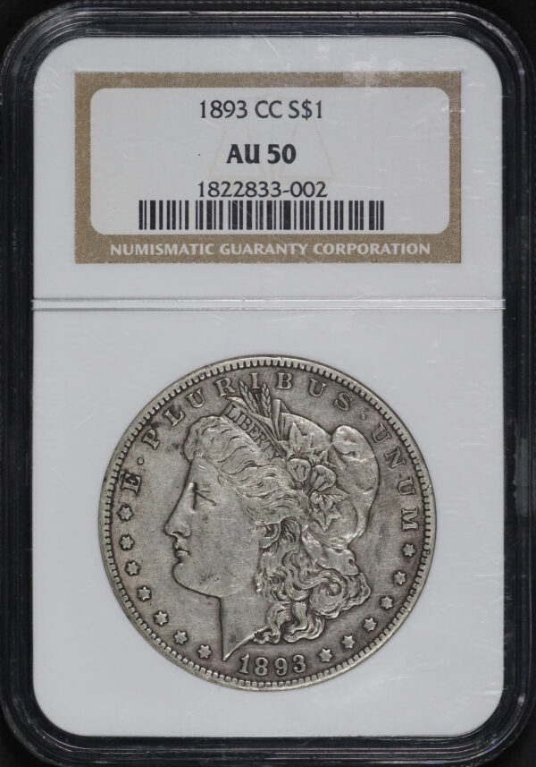 Obverse of this 1893-CC Morgan Dollar NGC AU-50
