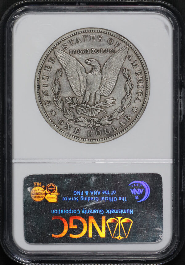 Reverse of this 1893-CC Morgan Dollar NGC AU-50