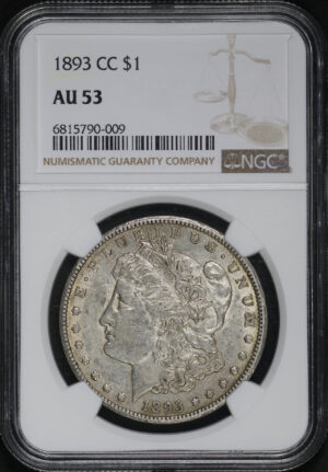 Obverse of this 1893-CC Morgan Dollar NGC AU-53