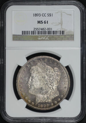 Obverse of this 1893-CC Morgan Dollar NGC MS-61