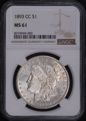 Obverse of this 1893-CC Morgan Dollar NGC MS-61
