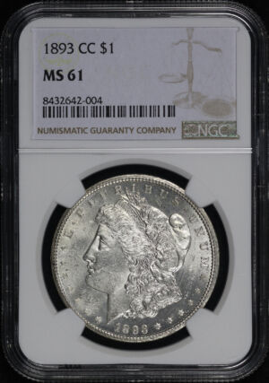 Obverse of this 1893-CC Morgan Dollar NGC MS-61