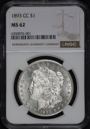 Obverse of this 1893-CC Morgan Dollar NGC MS-62