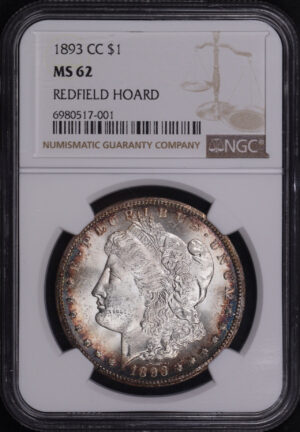 Obverse of this 1893-CC Morgan Dollar NGC MS-62 Redfield Hoard