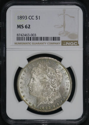 Obverse of this 1893-CC Morgan Dollar NGC MS-62