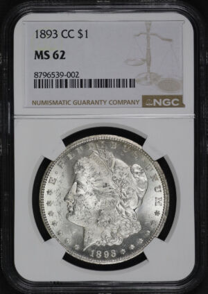 Obverse of this 1893-CC Morgan Dollar NGC MS-62