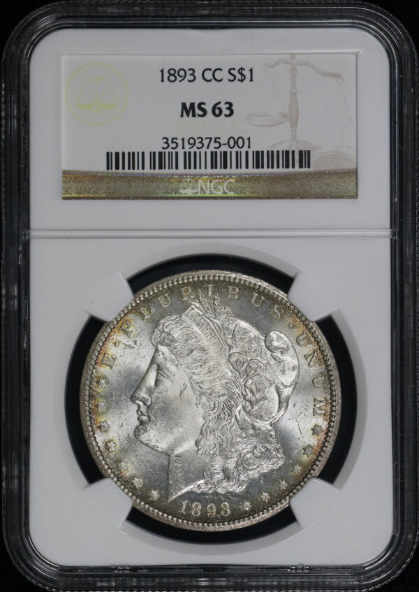 Obverse of this 1893-CC Morgan Dollar NGC MS-63