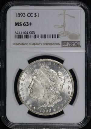 Obverse of this 1893-CC Morgan Dollar NGC MS-63+