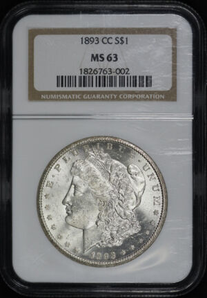 Obverse of this 1893-CC Morgan Dollar NGC MS-63