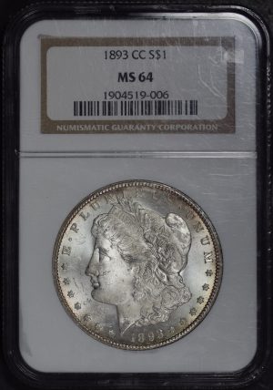 Obverse of this 1893-CC Morgan Dollar NGC MS-64