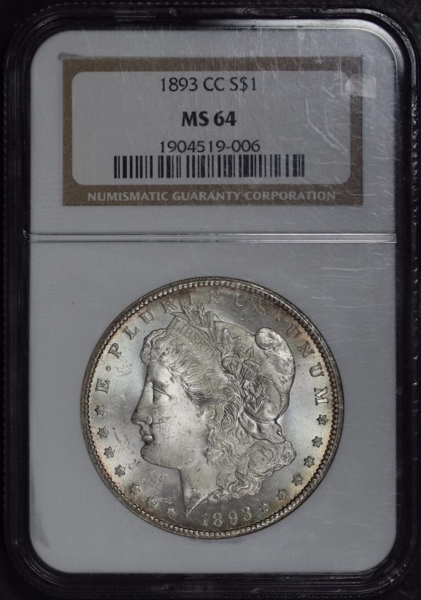 Obverse of this 1893-CC Morgan Dollar NGC MS-64