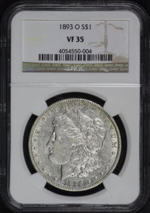 Obverse of this 1893-O Morgan Dollar NGC VF-35