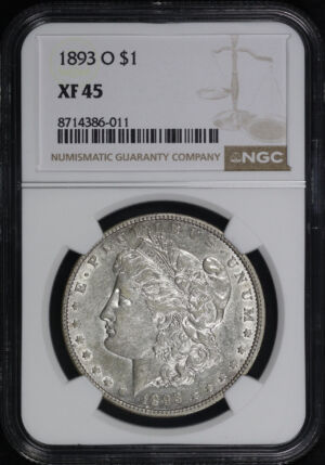 Obverse of this 1893-O Morgan Dollar NGC XF-45