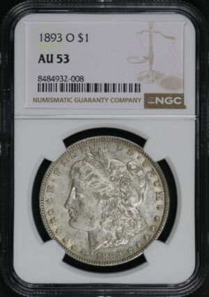 Obverse of this 1893-O Morgan Dollar NGC AU-53