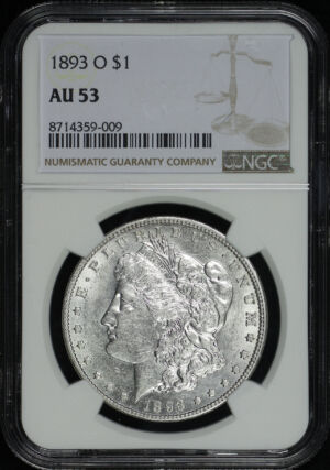 Obverse of this 1893-O Morgan Dollar NGC AU-53