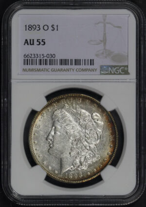 Obverse of this 1893-O Morgan Dollar NGC AU-55