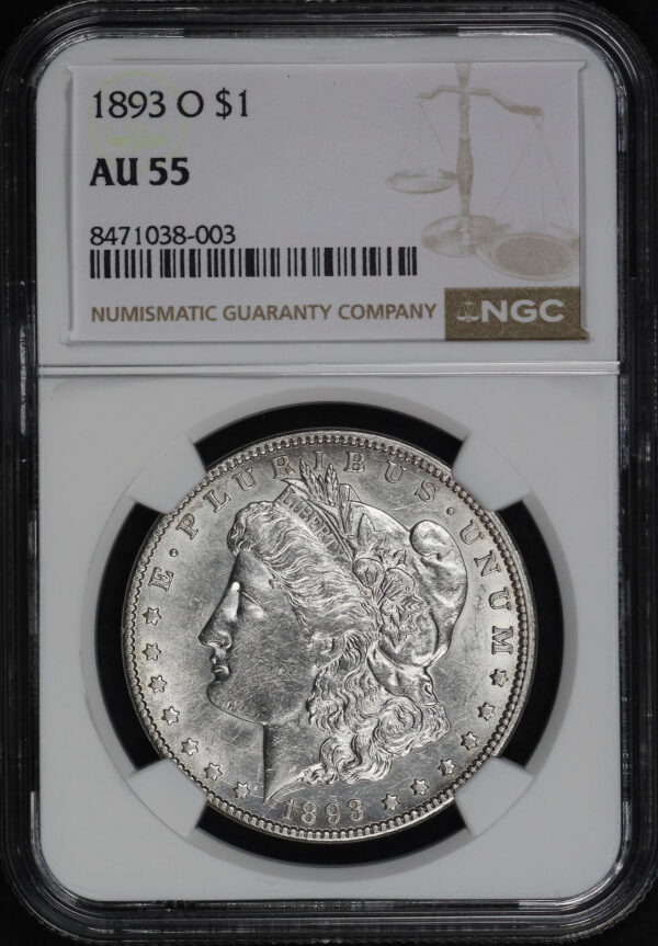 Obverse of this 1893-O Morgan Dollar NGC AU-55