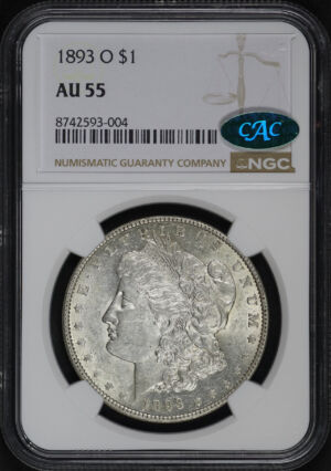 Obverse of this 1893-O Morgan Dollar NGC AU-55 CAC