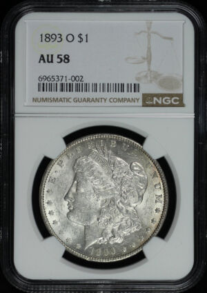 Obverse of this 1893-O Morgan Dollar NGC AU-58