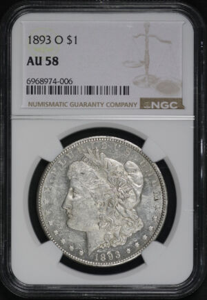 Obverse of this 1893-O Morgan Dollar NGC AU-58