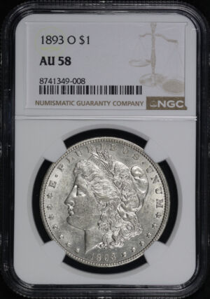 Obverse of this 1893-O Morgan Dollar NGC AU-58