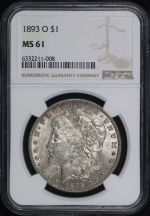 Obverse of this 1893-O Morgan Dollar NGC MS-61
