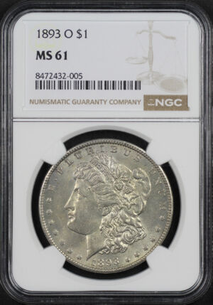 Obverse of this 1893-O Morgan Dollar NGC MS-61