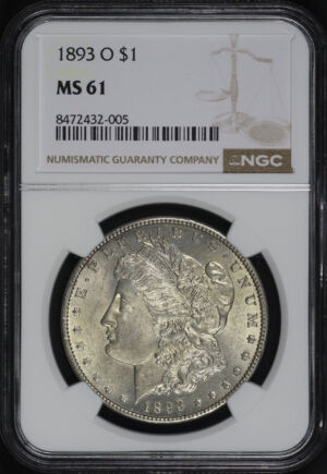 Obverse of this 1893-O Morgan Dollar NGC MS-61