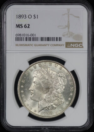 Obverse of this 1893-O Morgan Dollar NGC MS-62