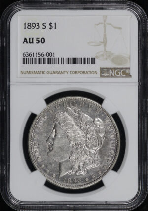 Obverse of this 1893-S Morgan Dollar NGC AU-50