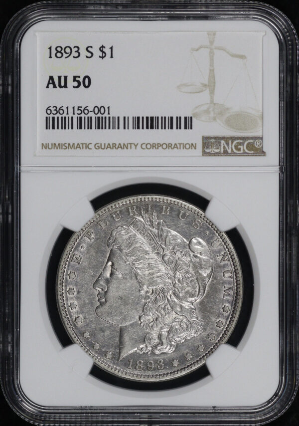 Obverse of this 1893-S Morgan Dollar NGC AU-50