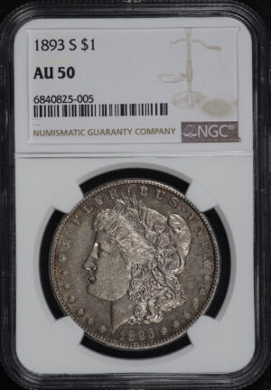 Obverse of this 1893-S Morgan Dollar NGC AU-50