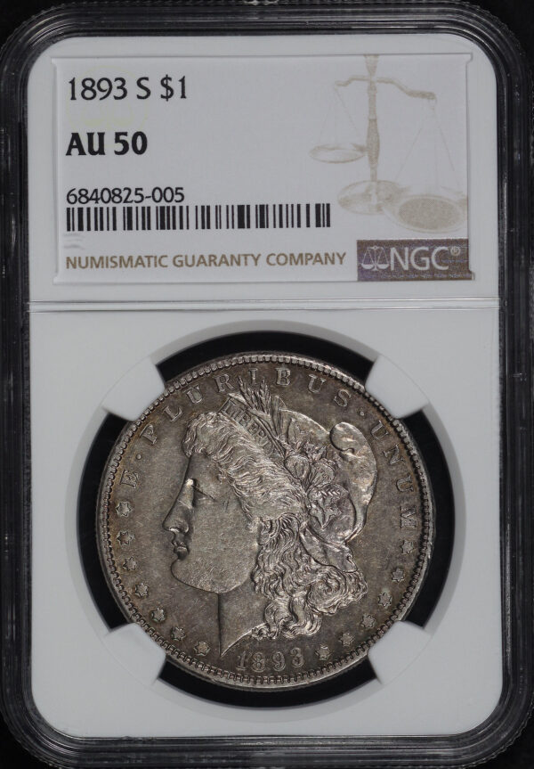Obverse of this 1893-S Morgan Dollar NGC AU-50