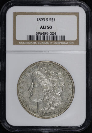 Obverse of this 1893-S Morgan Dollar NGC AU-50