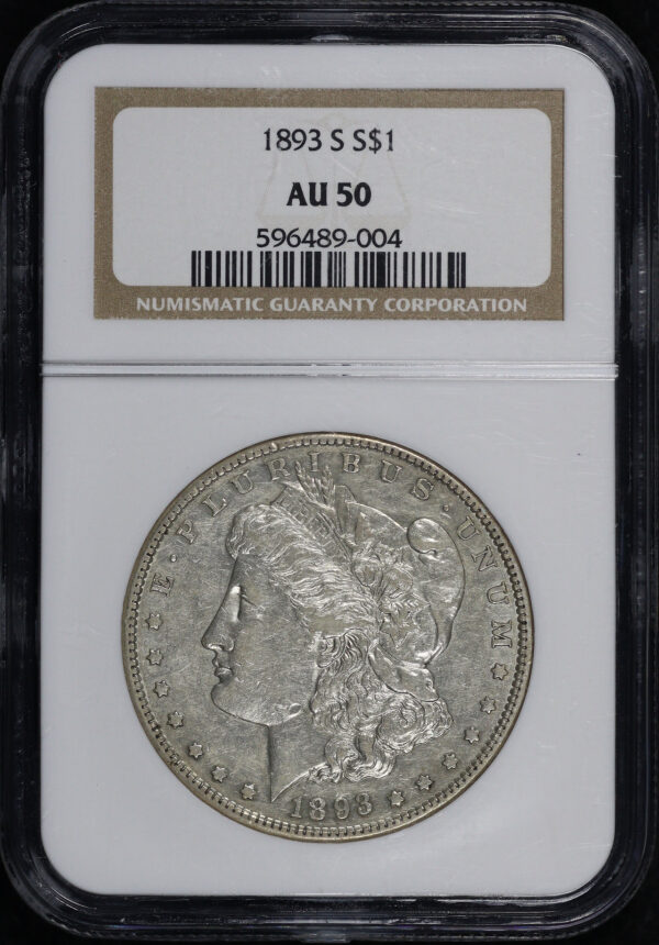 Obverse of this 1893-S Morgan Dollar NGC AU-50